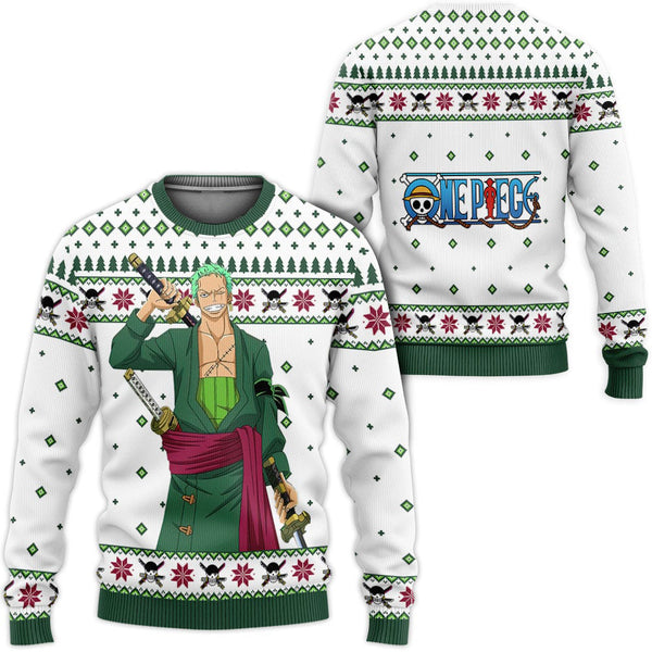 Divesart - Roronoa Zoro Anime Valkoinen Anime Ugly Christmas pusero ja huppari Custom One Piece Anime joululahjat